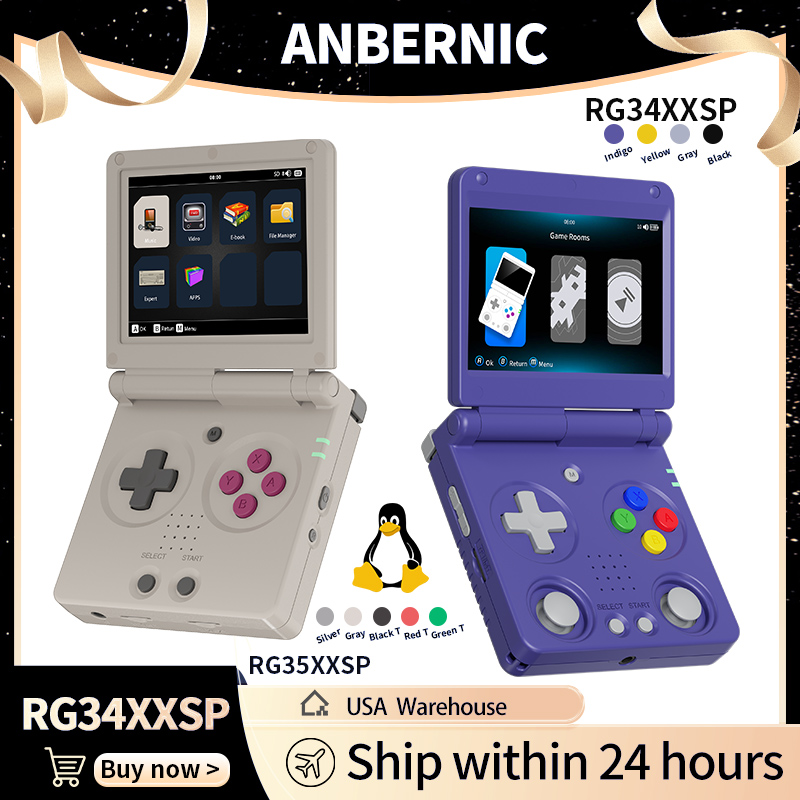 Gaming Console In Chinese - Anbernic RG34XXSP RG35XXSP Flipคอนโซลเกมมือถือหน้าจอIPS Linux 64