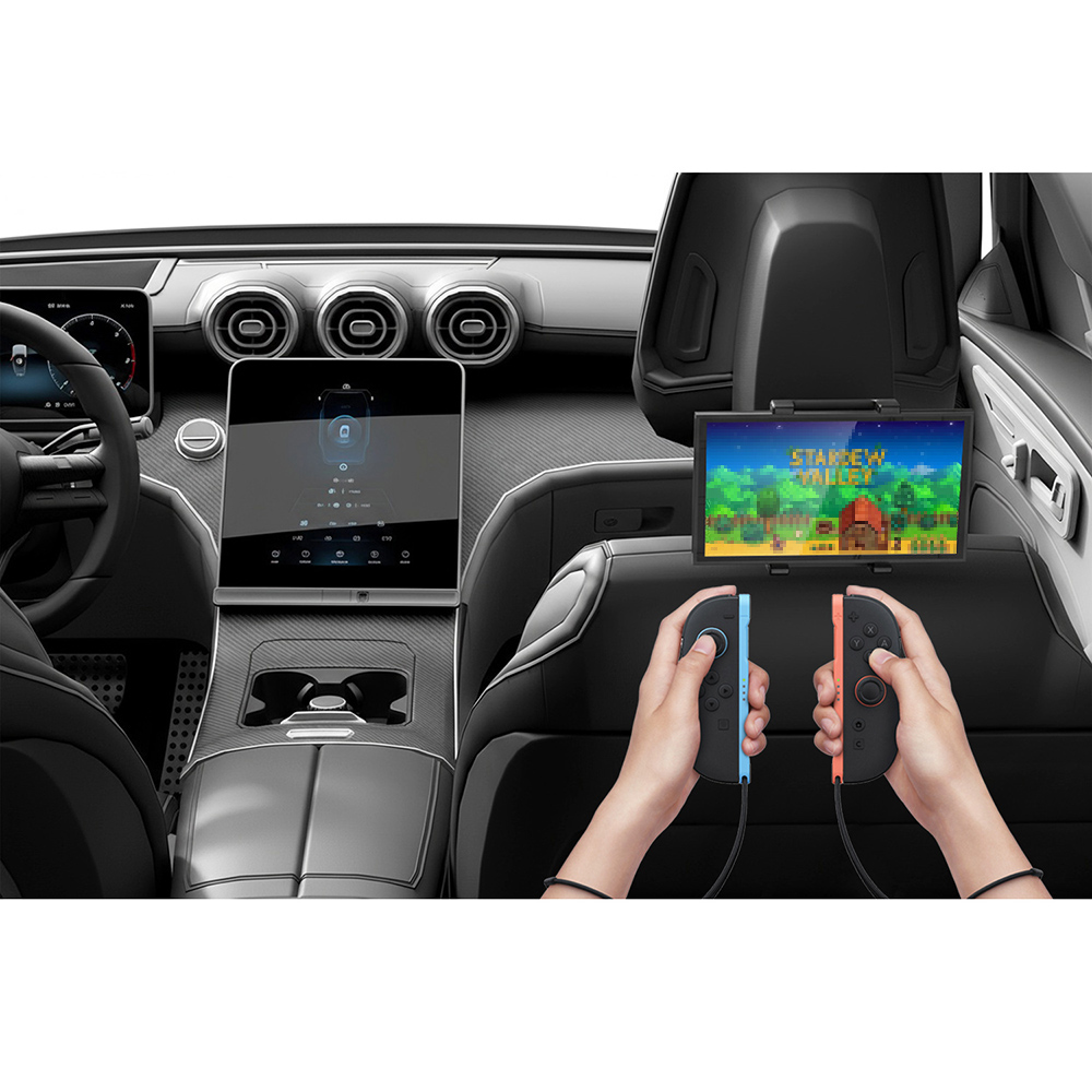 Gaming Console In Car - ขาตั้งคอนโซลแบบพกพาสำหรับรถยนต์ ใช้ได้กับ Switch 2/Switch/OLED, ขายึดปรับระดับได้ รุ่น