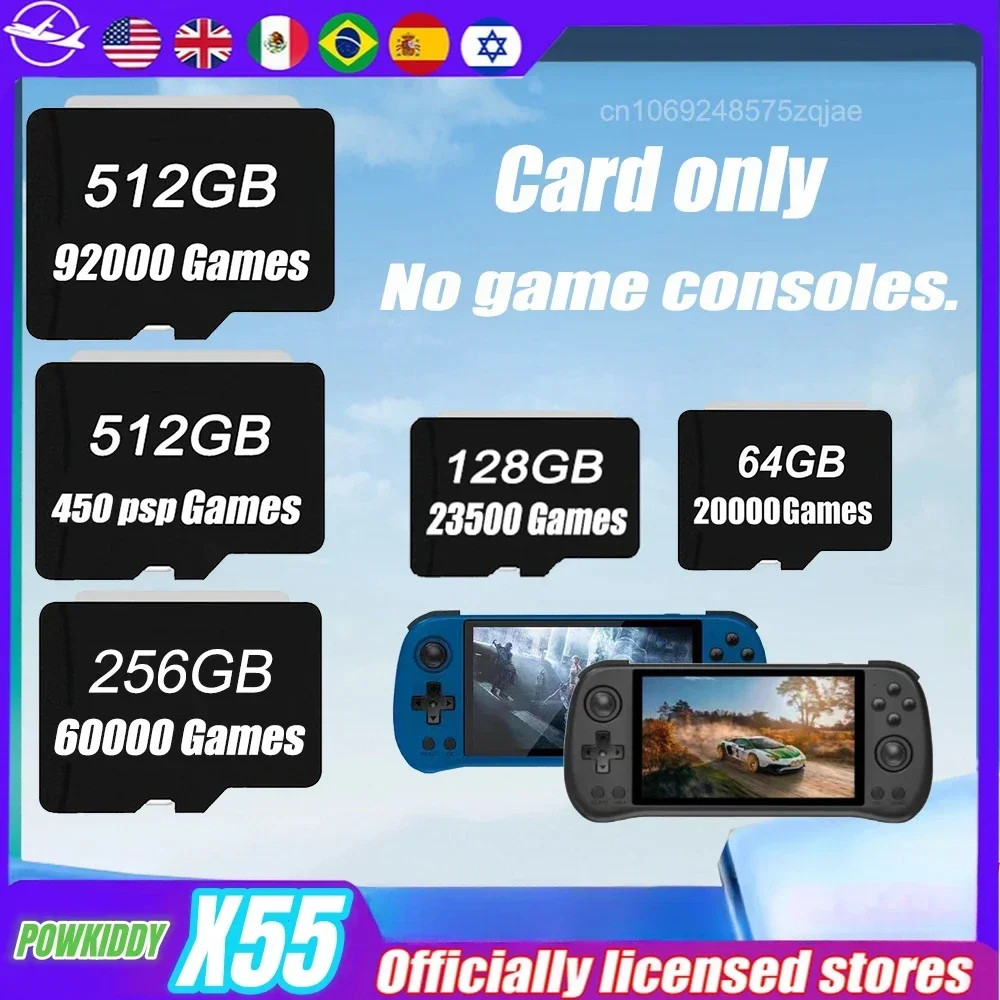 Gaming Console X55 - POWKIDDY X55 Retro คอนโซลเกมมือถือ Mamory การ์ด