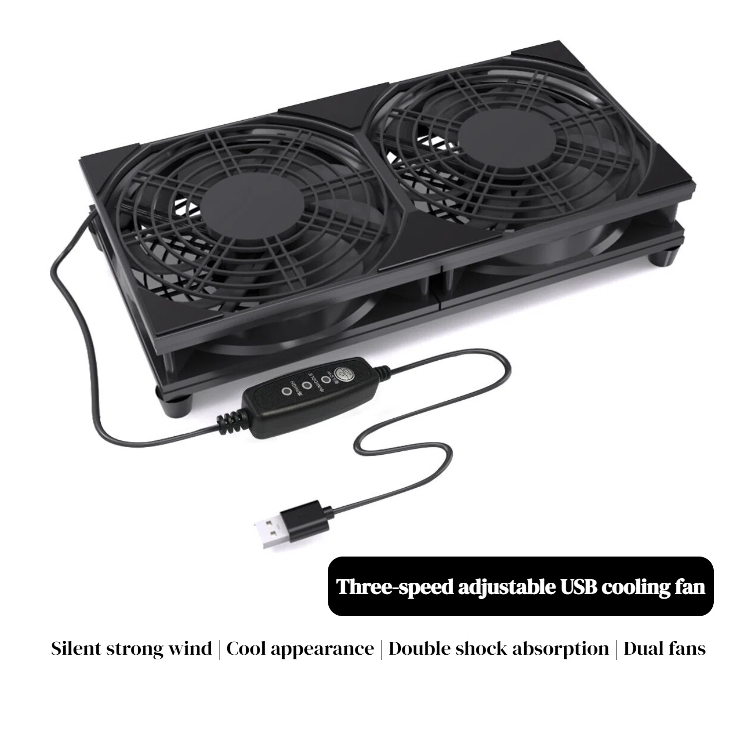 Gaming Console Setup - พัดลมระบายความร้อนแบบ USB คู่ พร้อมระบบควบคุมความเร็ว 3 ระดับ
