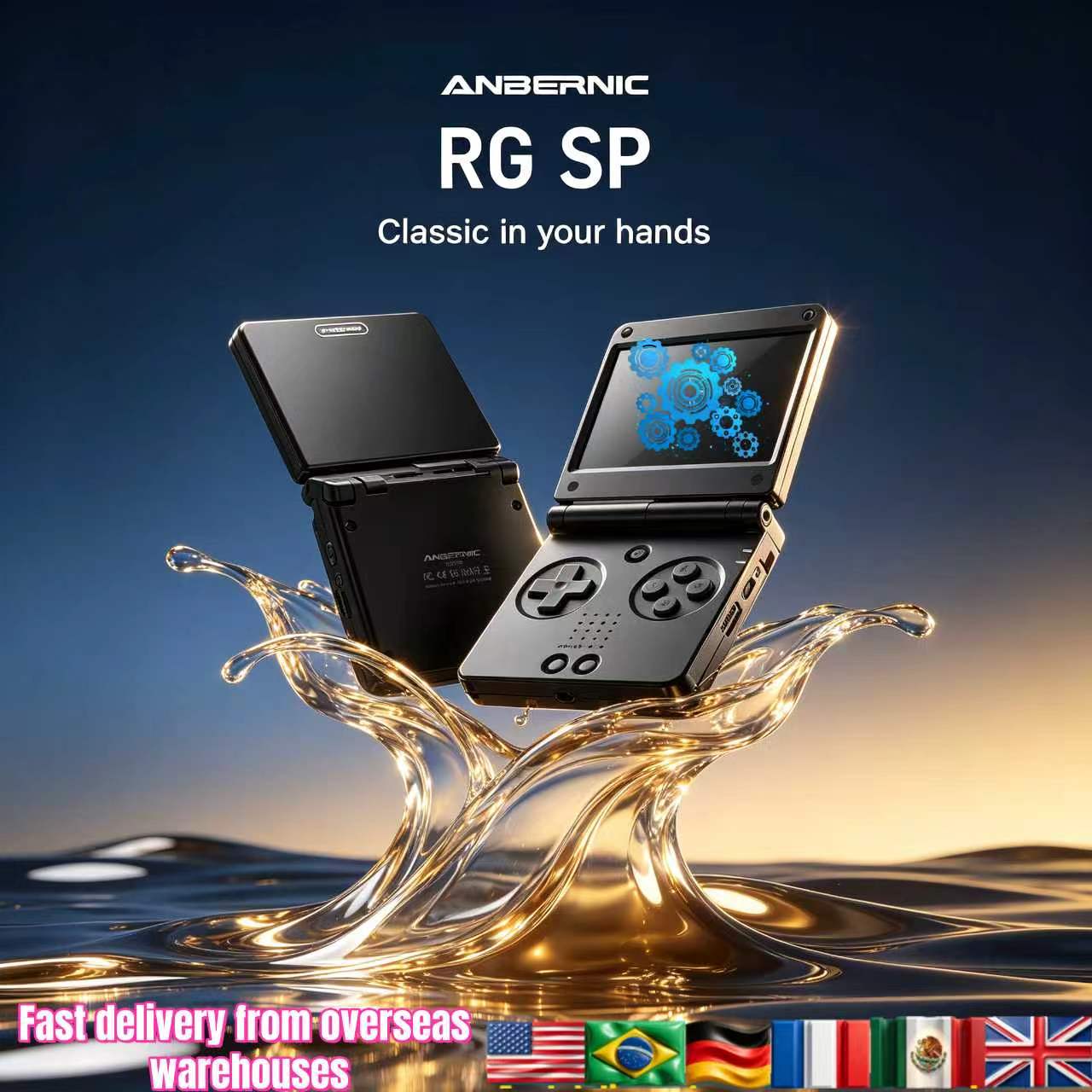 Gaming Console In Chinese - เครื่องเล่นเกมพกพา Anbernic RGSP Flip Classic หน้าจอ