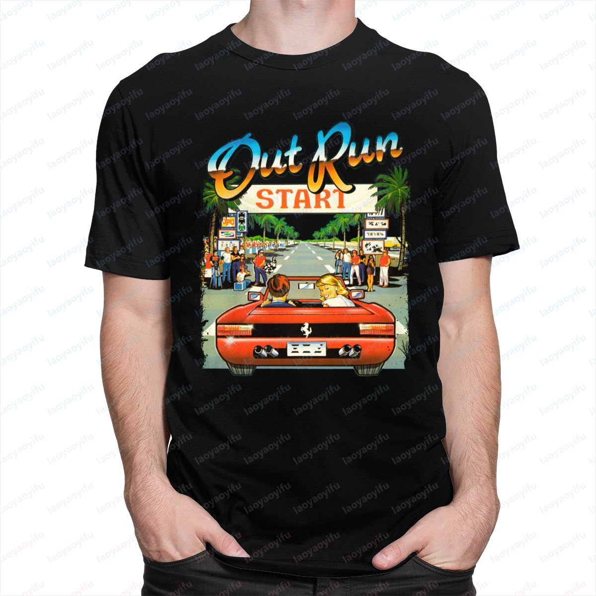 Gaming Console Shop - เสื้อยืดวินเทจลายเกม Out Run ปี 2026NEW จากญี่ปุ่น