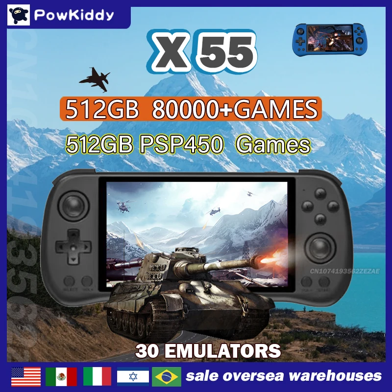 80000 เกม 512G POWKIDDY X55 5. - Gaming Console X55 บทวิจารณ์และราคา