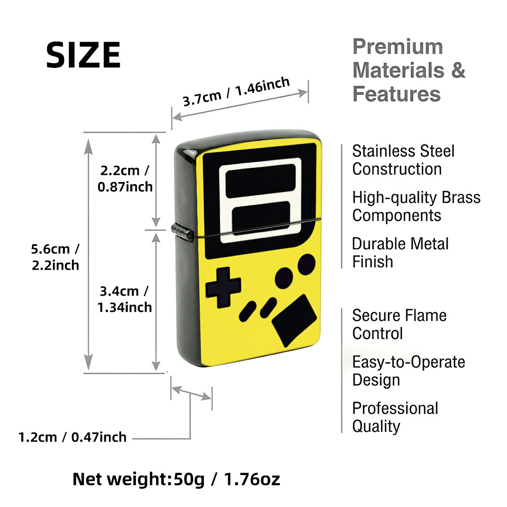 ไฟแช็กแบบฝาพับสไตล์เรโทรลายเกม - Retro.Gaming Console Yellow บทวิจารณ์และราคา
